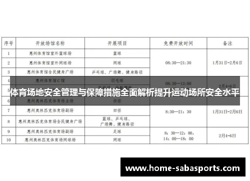 体育场地安全管理与保障措施全面解析提升运动场所安全水平